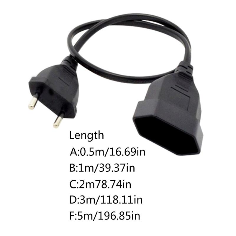 EU4.0mm Power Adapters Cable, Straight Head to Straight Head European Round 2pin Male to Female Plug Conversion Line