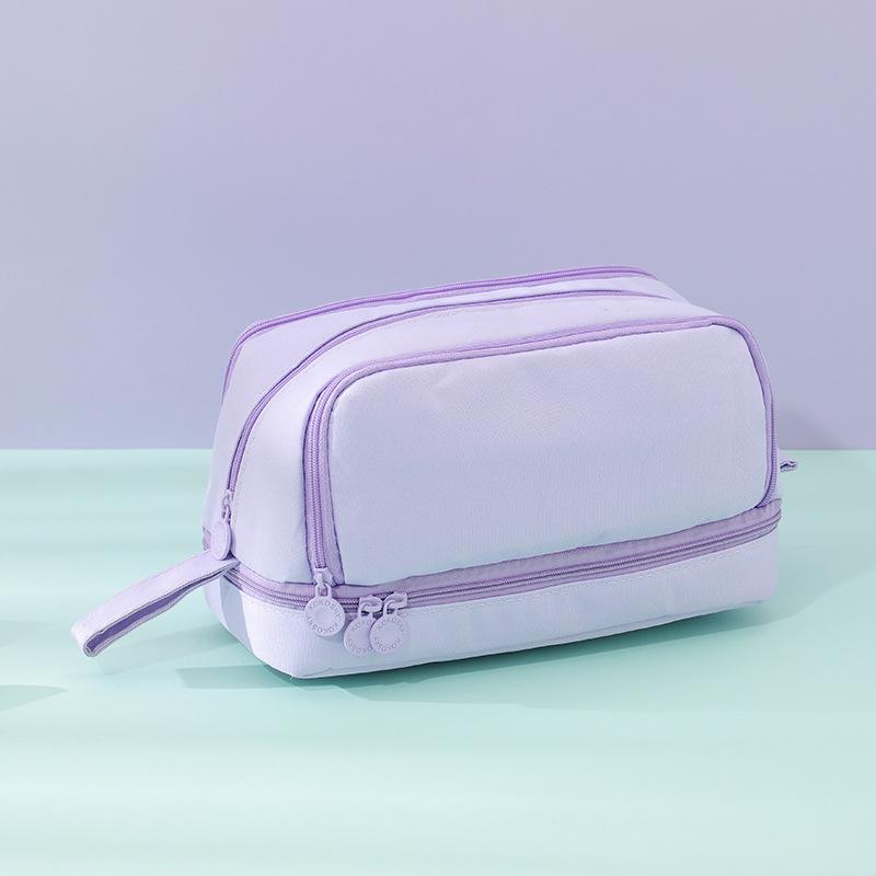 Large capacity double-layer double-open pencil bag ins wind niche primary and secondary school students pencil case multi-functional simple universal
