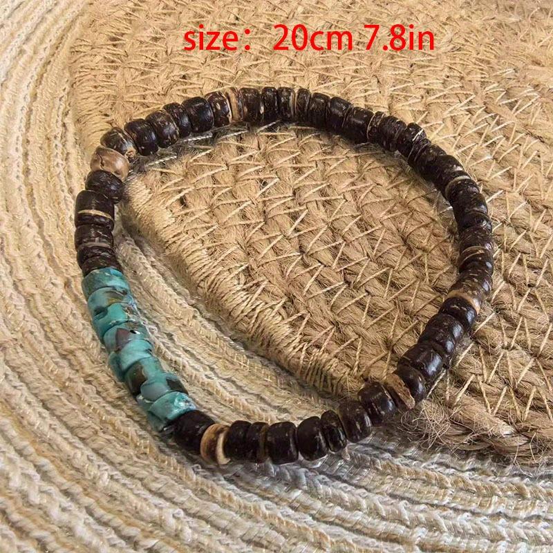 Men Summer Surfer Wood and Gemstone Heishi Bead Bracelet