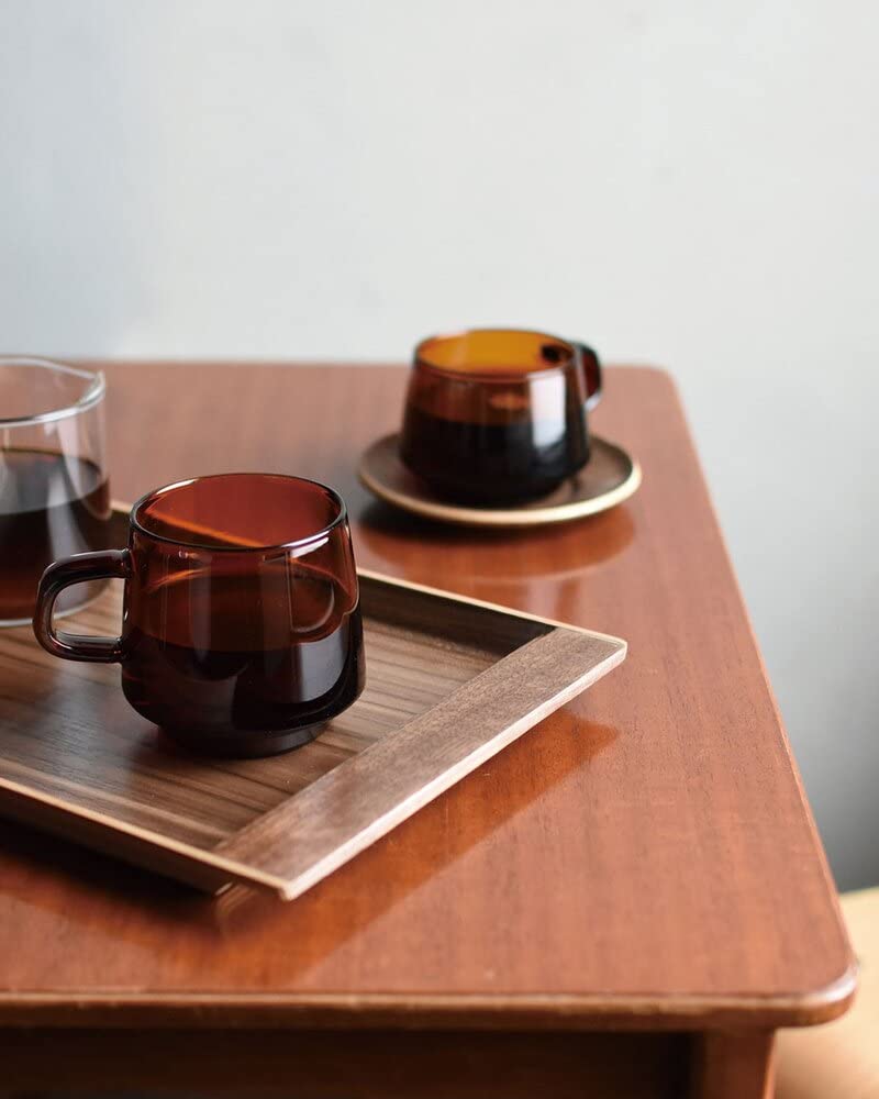 Kinto Sepia Tasse, 270 ml, bernsteinfarben, hitzebeständiges Glas, sicheres Geschenk, 21740, mikrowellen- und spülmaschinenfest