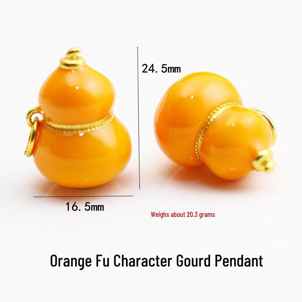 Gold High-Color Retention Seven Gourds Pendant Necklace with Cloisonné Enamel Fu Lu Charm