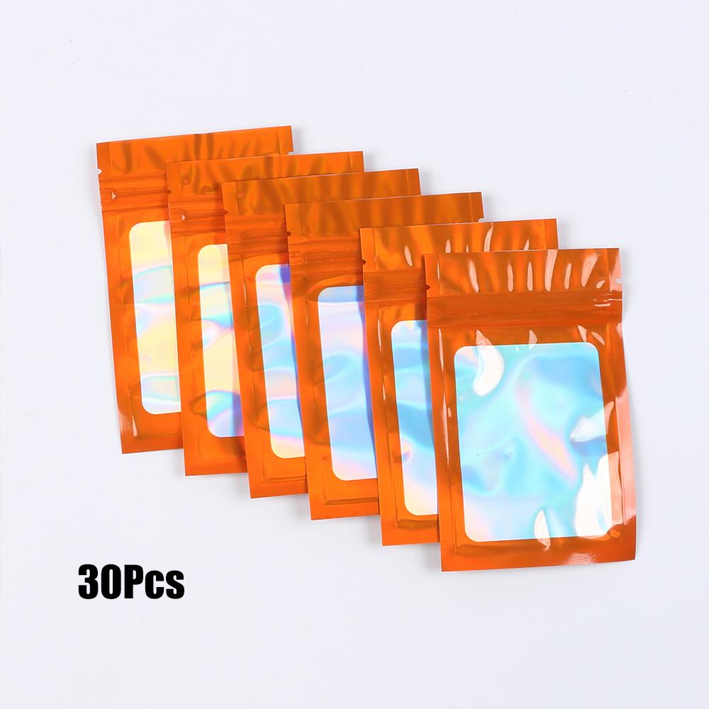 30 stuks Holografische Ziplock Zak Hersluitbaar Laser Plastic Afdichtbare Zakken Sieraden Voedsel Snoep Cadeau Kleine Bedrijfsverpakking