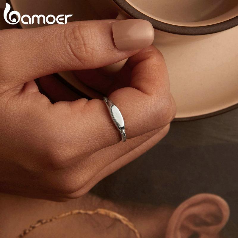 BAMOER 925 Sterling Silber minimalistischer ineinandergreifender Ring Liebe einfaches Band für Frauen Valentinstag edler Schmuck Geschenk