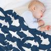 Sharks On Navy Blue Throw Blanket for Babies Cute Plaid Bed Plaid Fashion Sofas Blankets