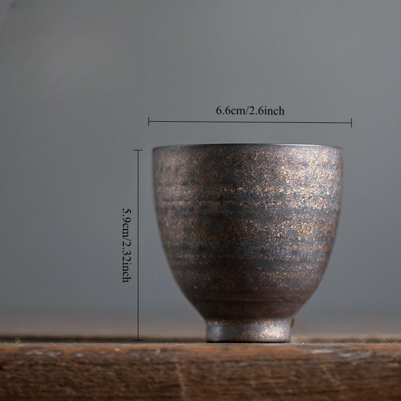 Handmade Gilded Glaze Ceramic Tea Cup - Artisan Eggshell Porcelain Japanese Zen Tea Set Elegant KungFu Teaware for Home or Gift