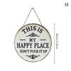 2D Flat Rustic Metal Garden Sign Happy Place Wall Art Decorative Outdoor Yard Plaque for House Porch