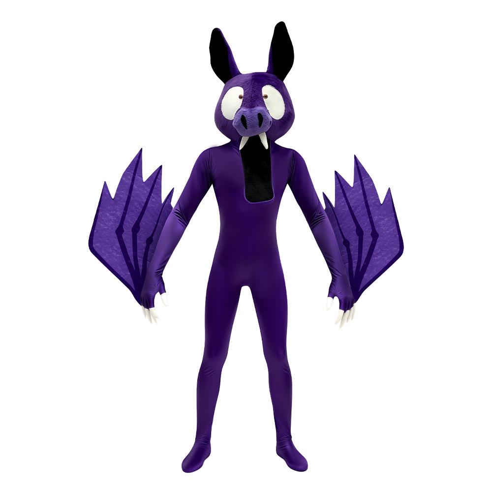 Kids 99 Nights In The Forest Bat Cosplay Costume Bat Animal Cosplay Bodysuit and Mask Set Child Halloween Party Dress Up Costume