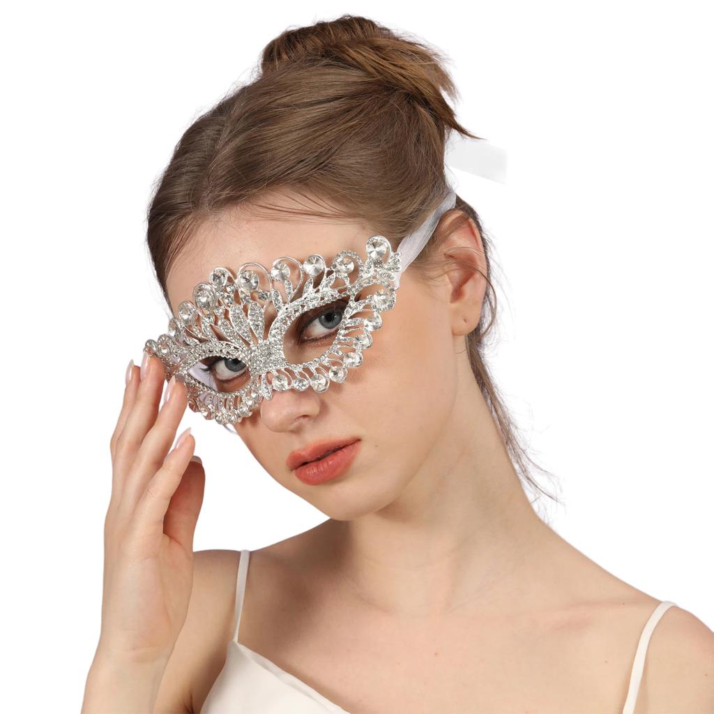 Women Crystal Masquerade Mask Rhinestone Fancy Mask Evening Party Mask for Women Bridal Wedding Decoration