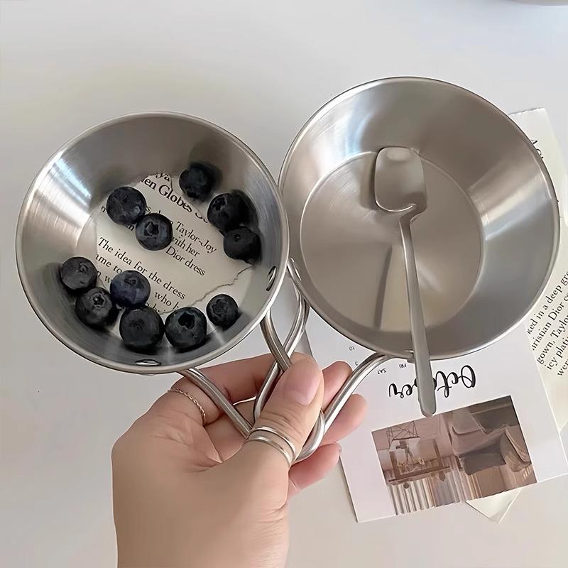 Edelstahl Würzzschüssel mit GriffReisweinschale Haushalt Anti-Tropf Babynahrungsschüssel Snack Obst Salatschüssel