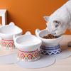 Anti Knock High Footed Slanted Mouth Cat Bowl Ceramic Protection Cervical Spine Pet Dog Cat Water Rice Bowl Cat Food Bowl