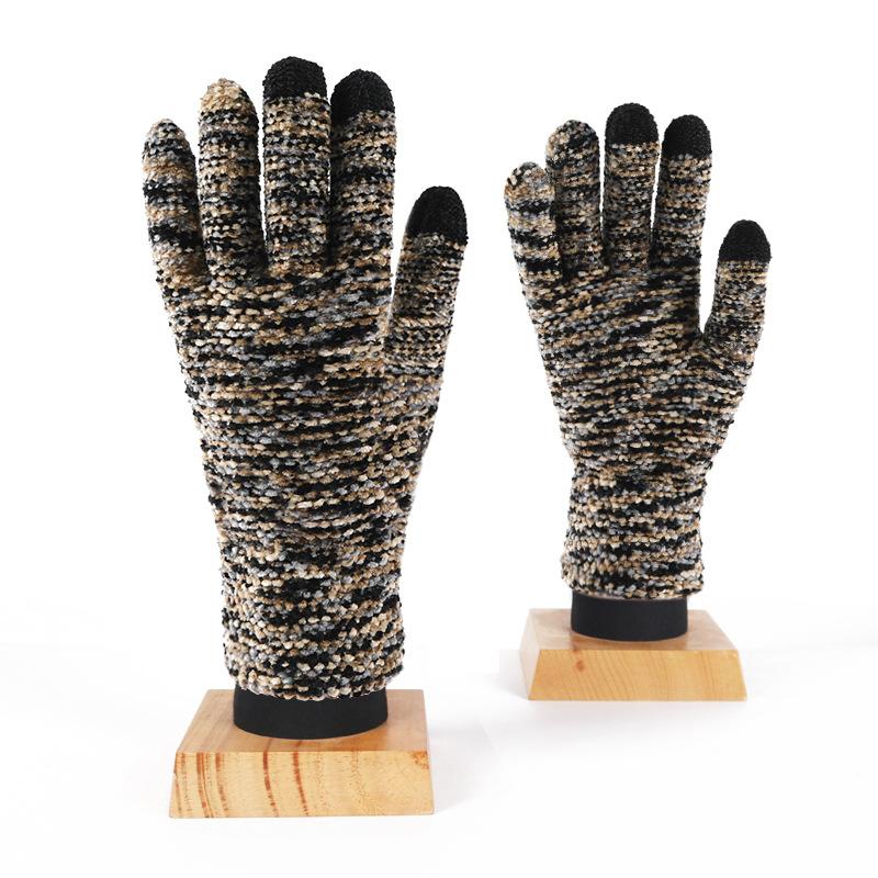 Chenier gloves women's winter outdoor cold and warm knitted gloves adult five-finger gloves men