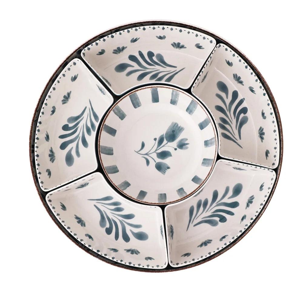 

Bamboo Melamine Chip Dip Tray Dishwasher Safe Serving Platter Removable Compartments Indoor Outdoor Entertaining Snack Organizer United States