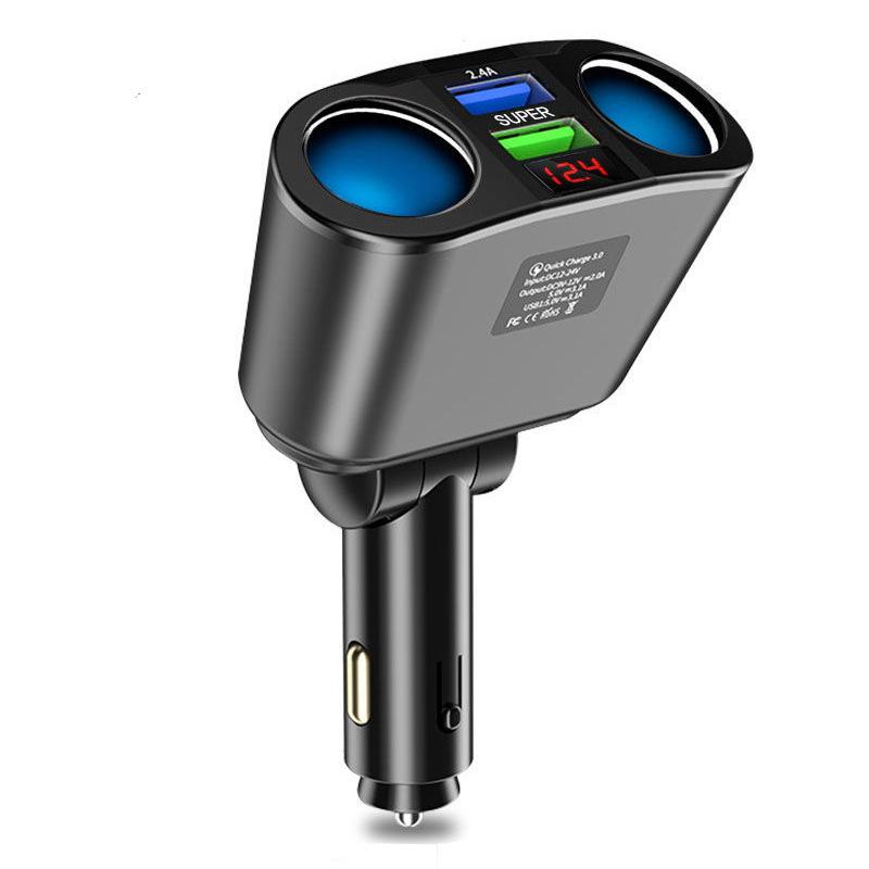 Neues Dual-USB-Typ-C-Autoladegerät mit Digitalanzeige Super-Schnellladung Zigarettenanzünder-Erweiterung Autoladegerät für Auto 2,4A