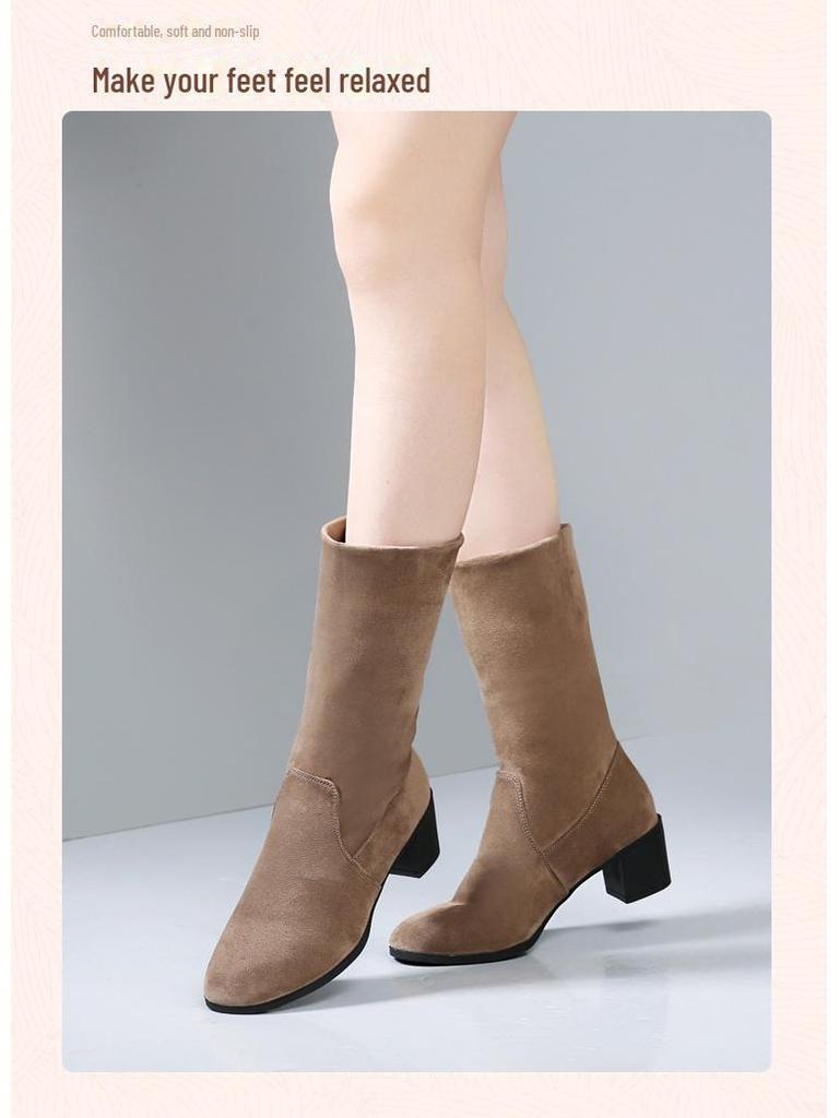 Stivali da ballo slip-on a tacco medio per tutte le stagioni da donna