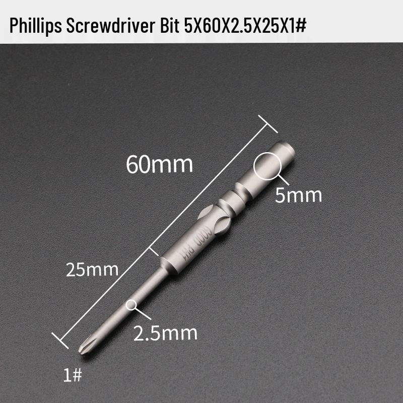 GOOD801 Electric Phillips Head Screwdriver Bit, 5mm Shank, 3mm Magnetic, 60mm Length