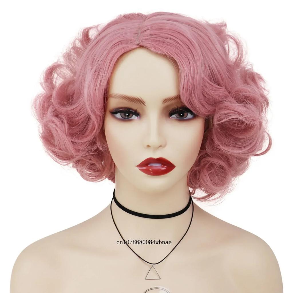 Olivgrüne Perücke für Frauen Synthetische Kurze Große Lockige Perücken Cosplay Halloween Kostümparty Flauschiger Stil Hochtemperaturfaser