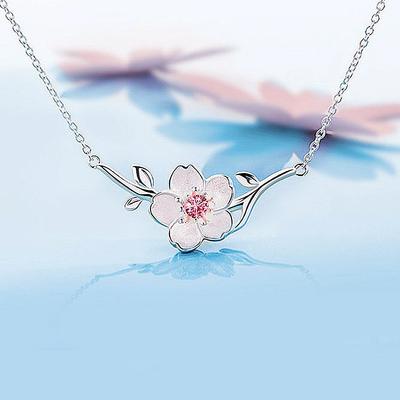 Collier Sakura pour Femmes Japonais et Coréen Simple Étudiant Mori Pendentif Chaîne Clavicule