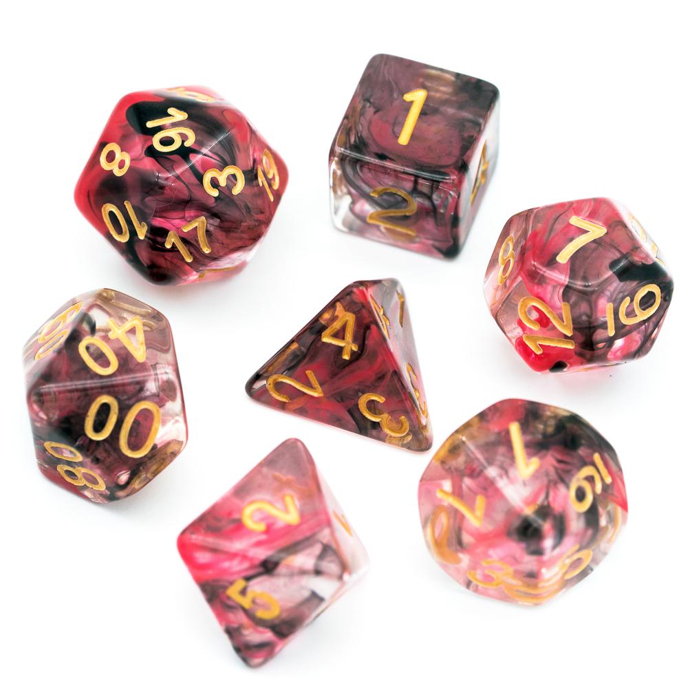 Cusdie D&D Rauchwürfel Dungeons and Dragons 7 mehrseitiges Würfelset D4 D6 D8 D10 D% D12 D20 für Rollenspiele Brettspiele