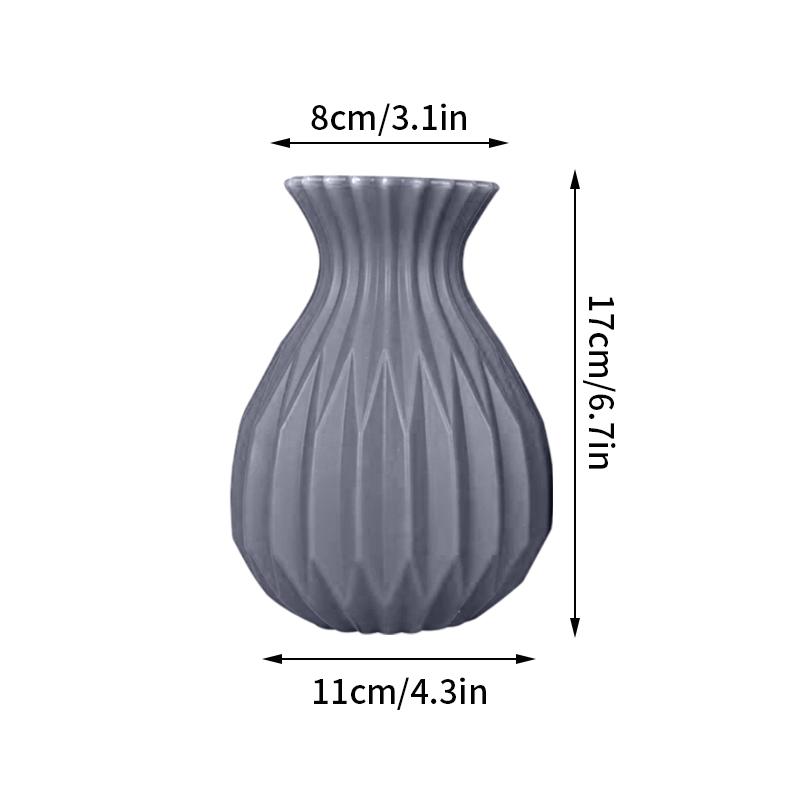 Imitation Ceramic Flower Vase Nordic Solid Color Plastic Dried Plants Vase Flower Arrangement Container Home Living Room Decor