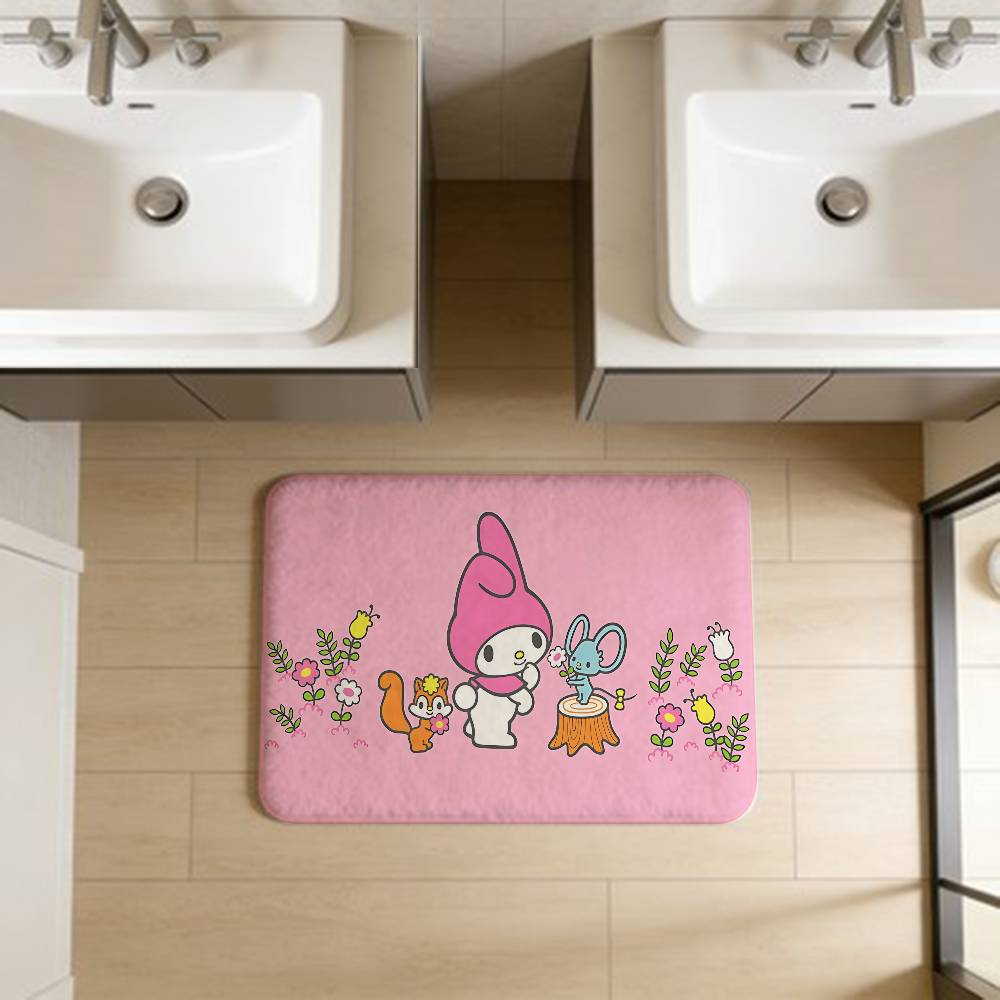 Cute M-my Melody Bathroom Mat Anti-slip Absorb Water Long Strip Cushion Bedroon Mat Welcome Doormat