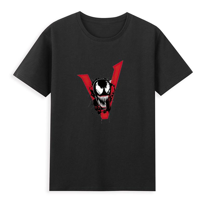 2026 Venom Marvel Peripherals Printed Childrens TShirt Roundneck Pure Cotton Family Clothing for Parents and Children