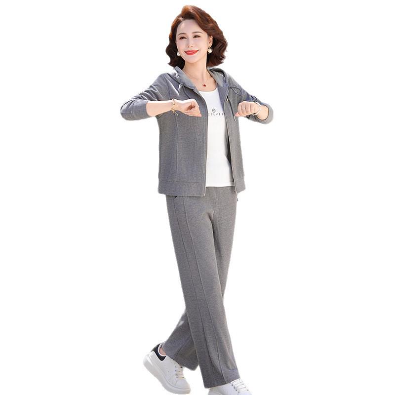 Damen Hoody Sportswear Set gegen das Altern - Lässige Frühjahrs-/Herbstmode für Mütter mittleren Alters und ältere Mütter