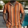 Summer Fashion Knitted Crochet Lapel Men's Short Sleeved Casual Vacation Polo Shirt