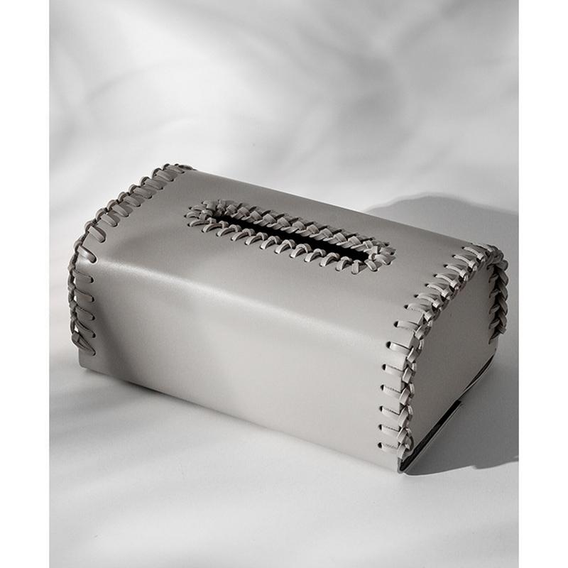 

Soft Leather Tissue Box Hemp Sewing Thread Weaving Thread Paper Towel Case Coffee Table Desktop Tissue Boxes Modern Home Decor серый