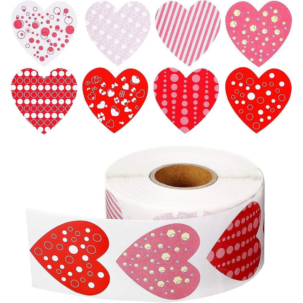 800 Pieces Valentine's Heart Roll Stickers for Kids Red Heart Shaped Sticker Heart Labels Stickers Colorful Love Decorative Sticker Craft Project Art 
