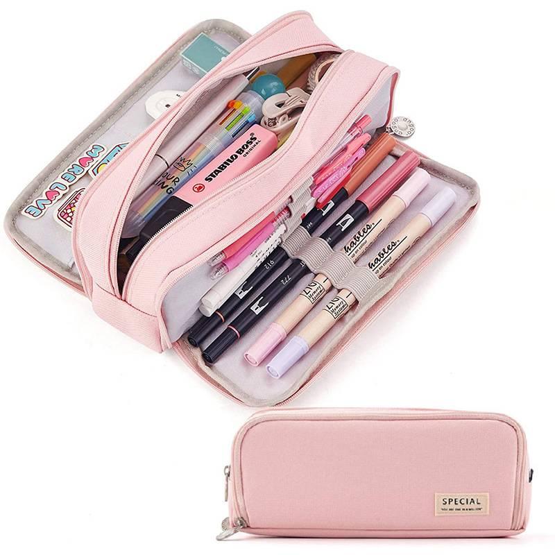 Style Korean Trendy Large Capacity Pencil Case Minimalist Durable Bag Canvas