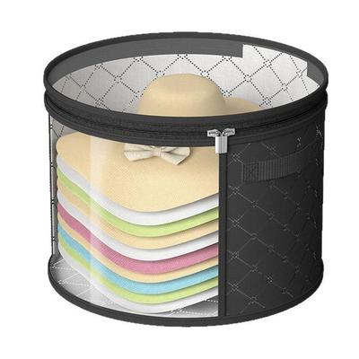 Clear Window Hat Storage Bucket with Handle Round Brim Hat Storage Case Large Capacity Universal Round Hat Storage Box