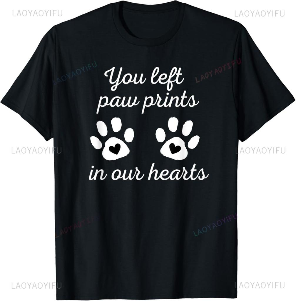 Dog Paw Print TShirt Fun Dog Pet Print Top  Cotton Men Clothing  Graphic T Shirts Camisetas Streetwear Vintage T Shirt