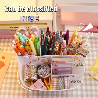 Kawaii Schreibtisch Stifthalter Großes Fassungsvermögen Niedliche Aufbewahrungsbox für Schreibwaren Kreativer Cartoon Bleistifthalter Ins Schreibtisch Organizer für Mädchen