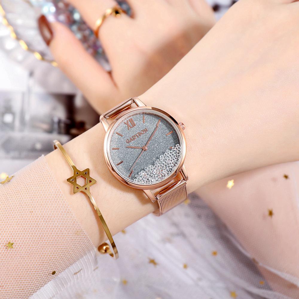 Women's Korean Style Glitter Quartz Mesh Band Watch