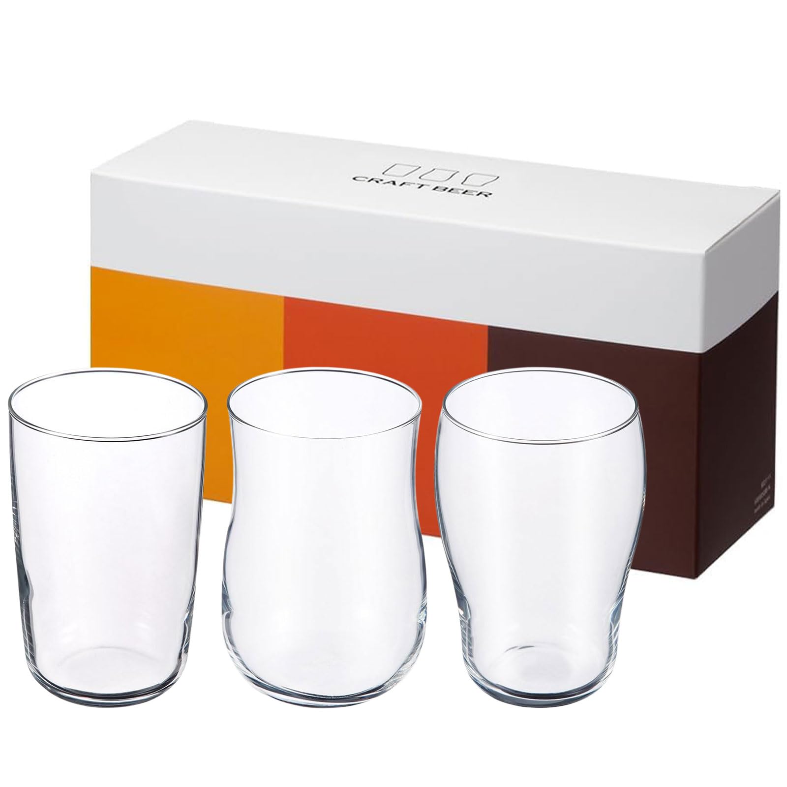Aderia (ADERIA) Thin Beer Glasses, Set of 3, Craft Beer Glasses, Good Design Award Winner, Dishwasher Safe, Made in Japan, Stylish Pint/Pilsner Mug, G