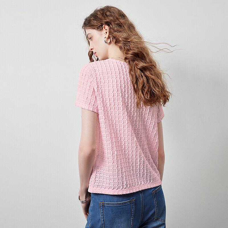 Women's Retro Color Block Henley Short Sleeve T-Shirt