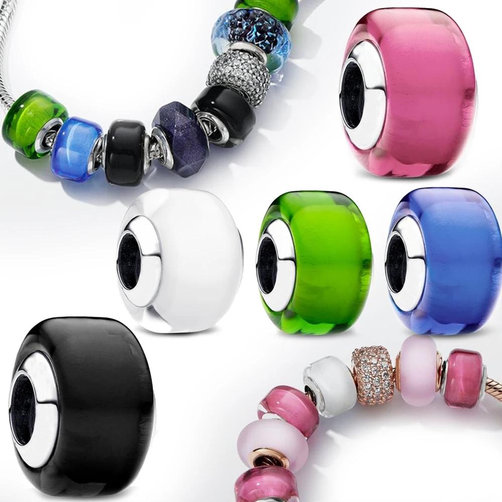 New Copper Plating Red Green Blue Colored Zircon Charms Fashion Pendant Fit Original Bracelets Diy Women Jewelry Gift