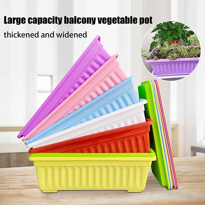 1Set Plastic Vegetable Planters Rectangular Flowerpots For Balcony Indoor Gardening Breathable Plants Pots Garden Tools