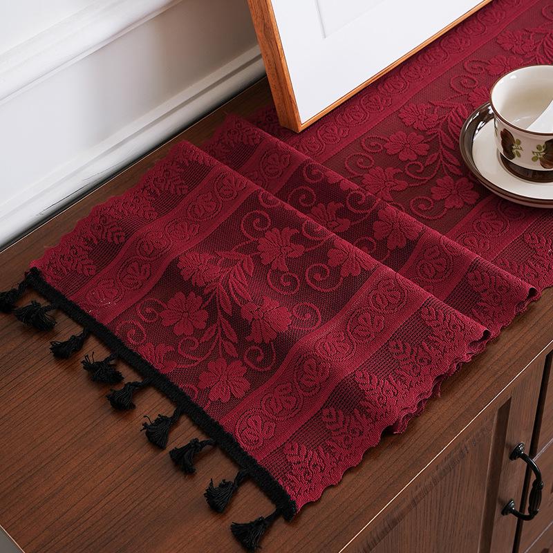 Elegant Nordic White Lace Table Runner with Crochet Tassels - Perfect for Dining or Coffee Tables, Ideal for Christmas Decor.