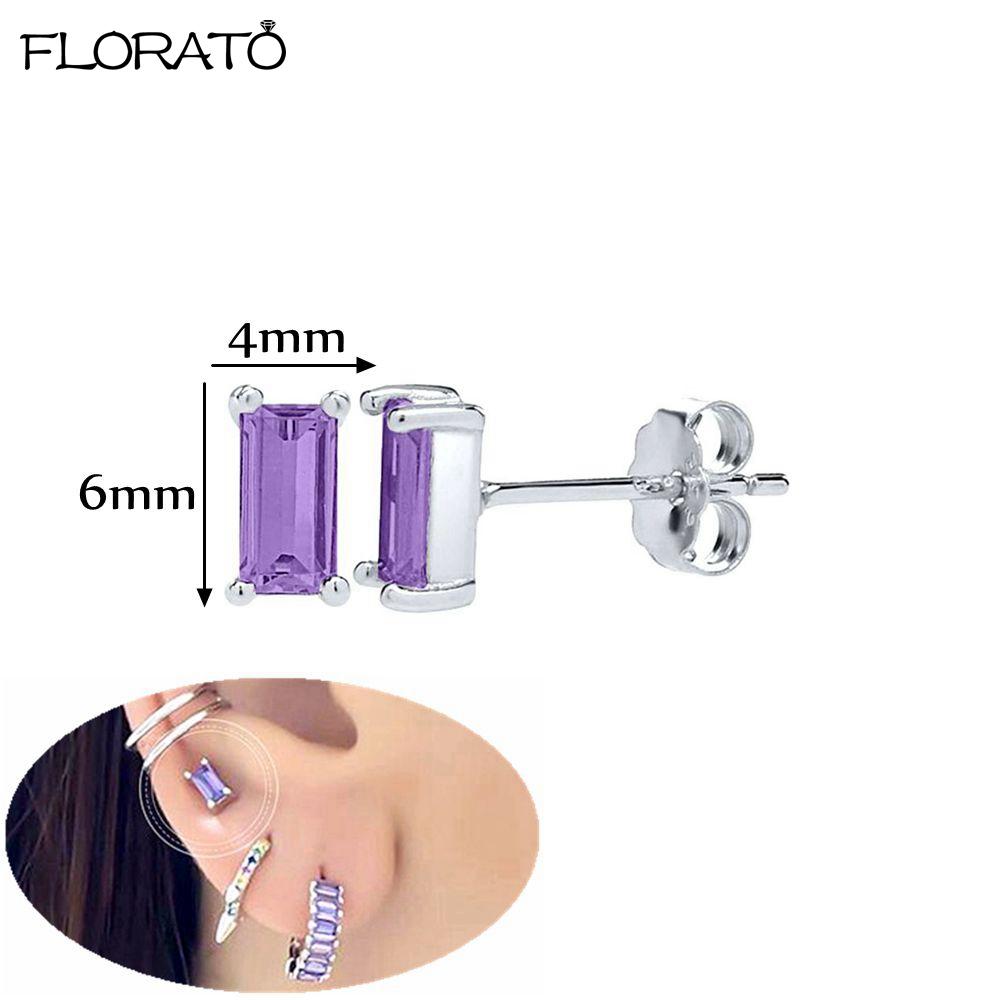 925 Silver Needle Elegant Purple Earrings Exquisite Small Hoop Earrings for Women Fashion Puncture Jewelry Accessories