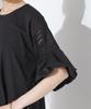 Nano Universe Floral Lace Top with Balloon Size F Women's Sleeves, Black, 010, 673-5124314