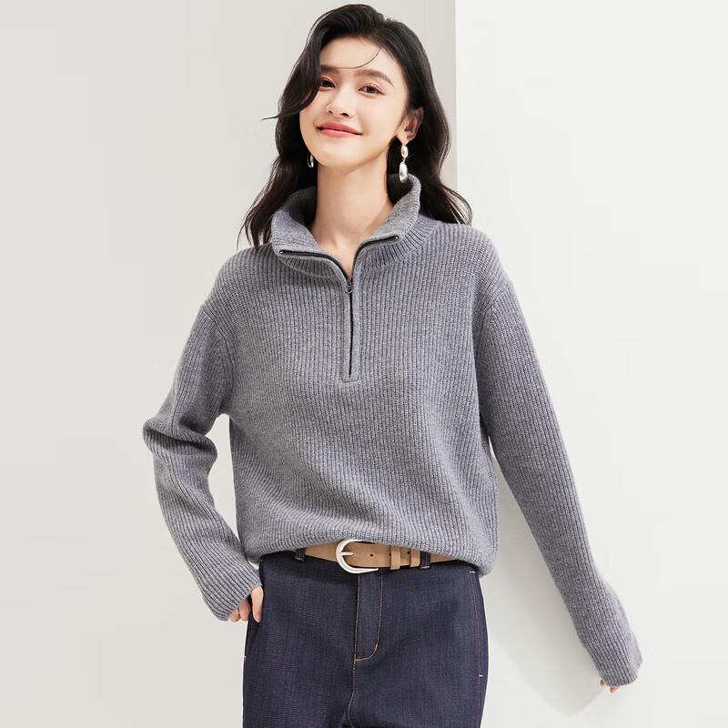 

Women s Thick 100% Wool Half-Zip Polo Sweater M
