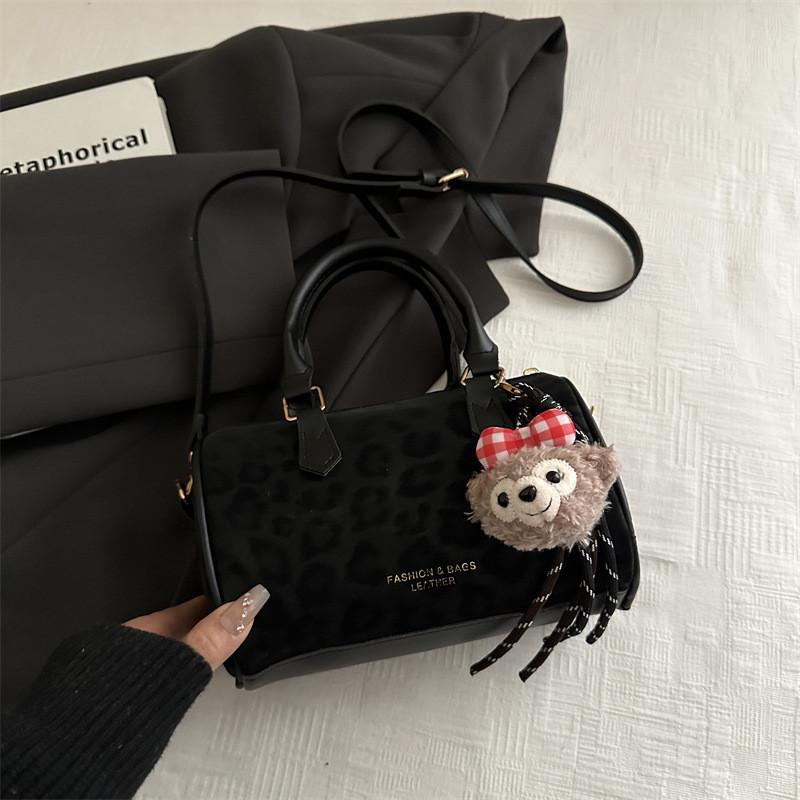 Leopard Print Vintage Small Shoulder Bag With Zipper For Daily Casual Use