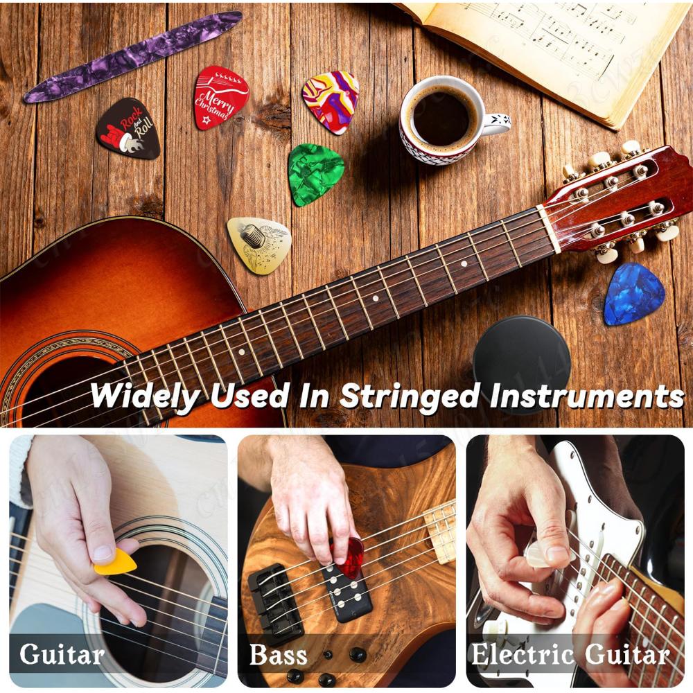Guitar Picks Countdown Calendar with 20 Guitar Picks & 2 Oud Picks Holder Xmas Advent Calendars for Guitar Bass Ukulele Players