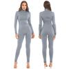 Frauen Yoga Tanz Sport Fitness Workout Overalls Body Langarm Einfarbig Lange Overall