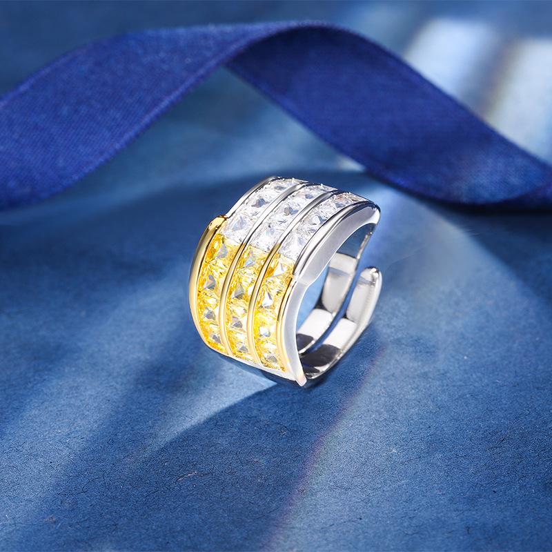 

Jewelry Copper Bottom Gold-Plated Simulation Treasure Retro Row Ring Black Gold Personalized Ring Adjustable Opening