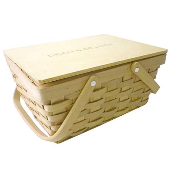DEAN DELUCA Kleiner Korb mit Klein Perfekt für Mittagessen Sport und die Enthält Einkaufstasche & Deckel, Natürlich, Beige, Mini, Aufbewahrung, Picknicks, Boxen, Tage,