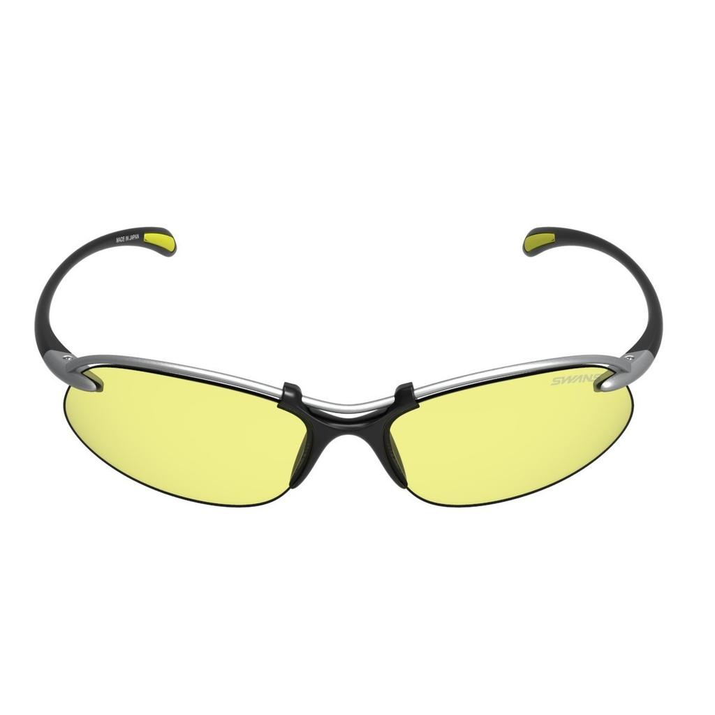 Sports Sunglasses Airless Wave Lens Usable at MTSIL Matte Titanium Silver x Matte [SWANS] Multi-Coated Model, Night, SA-517 Black/Yellow (Double-Sided