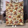Gingerbread Man Patterned Flannel Blanket - Bed, Sofa, Office, Travel, Gift, Decoration, Chair, Comfort and Warmth, Christmas