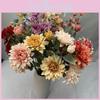 Head 3 Artificial Dahlia Chrysanthemum Bouquet For Wedding Floral Decor Home